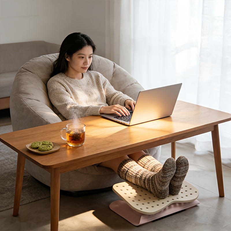 Footrest Under Desk - ที่พักเท้าแบบพกพา พร้อมหมุดรองรับ ออกแบบตามหลักสรีรศาสตร์ สำหรับใช้ใต้โต๊ะทำงานที่บ้าน ช่วยลดอาการเมื่อยล้าของขา อุปกรณ์ช่วยผ่อนคลาย