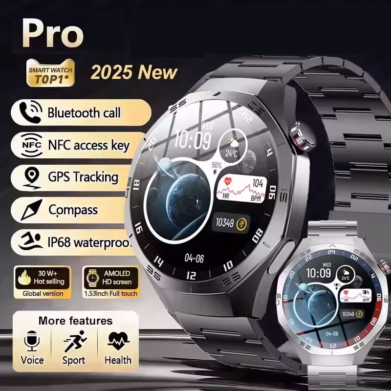 Phase Esports & Gaming Festival - ใหม่นาฬิกาโปรสมาร์ทวอทช์ผู้ชายหน้าจอ AMOLED GPS วิถีการเคลื่อนไหวเครื่องวัดอัตราการเต้นของหัวใจบลูทูธสมาร์ทวอทช์สายรัดกันน้ำ